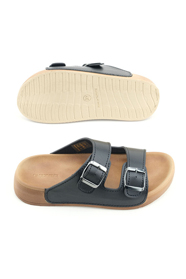 GEZER Kadın Yazlık Suni Deri İki Kemer Cırt Cırtlı Ayarlanabilir Rahat Taban Günlük Terlik
