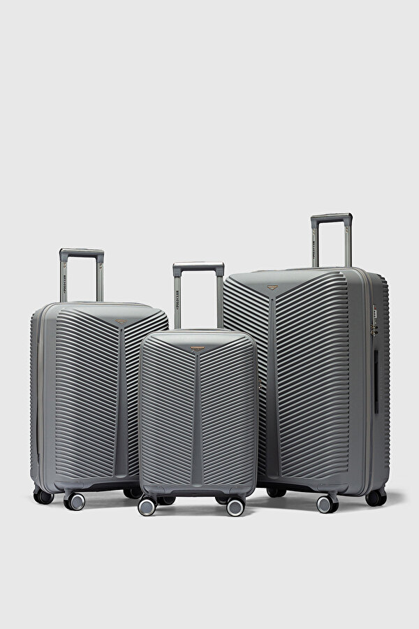 byHAKAN My-pp Bilbao tekerlekli kırılmaz valiz 3'lü set bavul A.GRİ