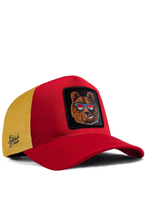 BlackBörk Ayı Logolu Kırmızı-Sarı Trucker Şapka