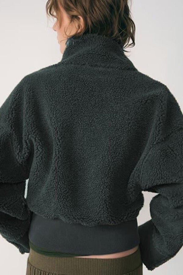 Madmext Füme Fermuar Yaka Kürklü Kadın Sweatshirt MG2261