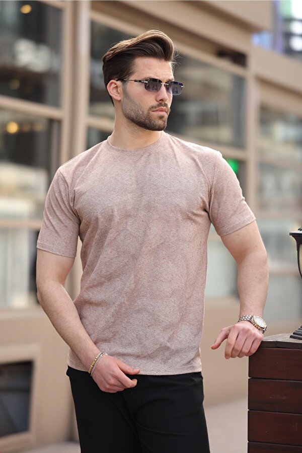Madmext Kahverengi Basic Erkek T-shirt E7131