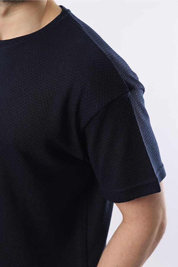 Madmext Lacivert Bisiklet Yaka Erkek T-shirt E7128