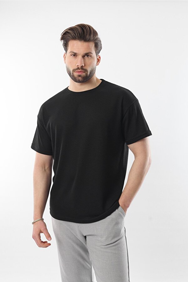 Madmext Siyah Bisiklet Yaka Erkek T-shirt E7128