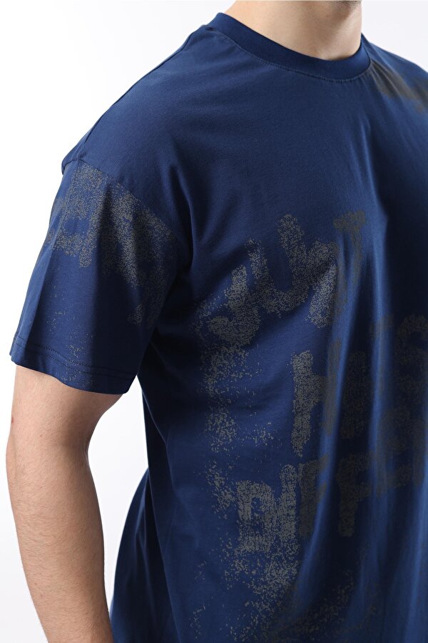 Madmext Lacivert Baskılı Erkek T-shirt E7115