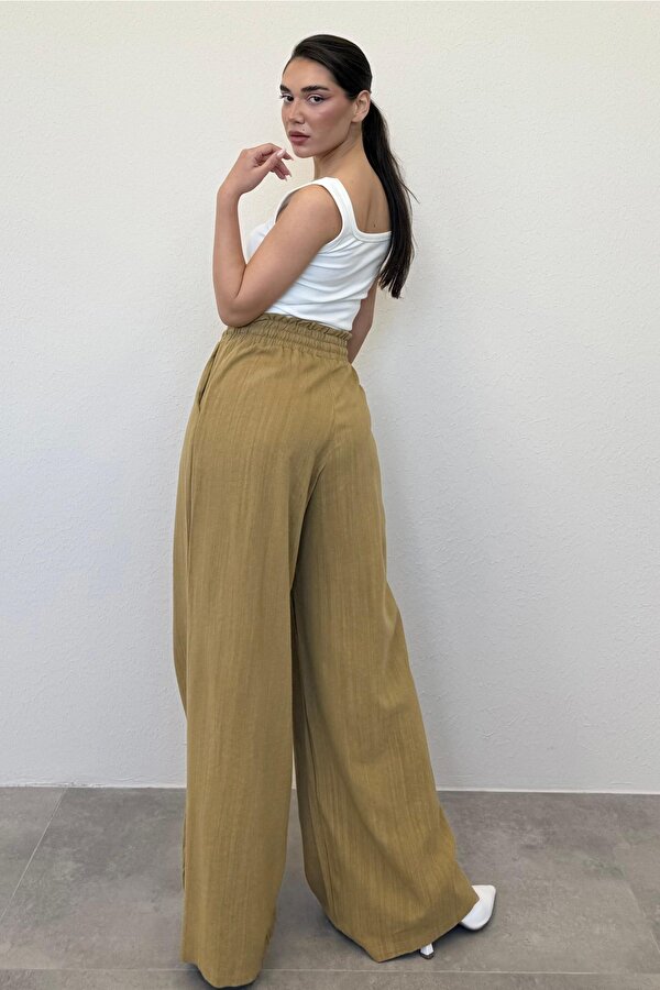 Madmext Hardal Yüksek Bel Bol Paça Pantolon MG2408