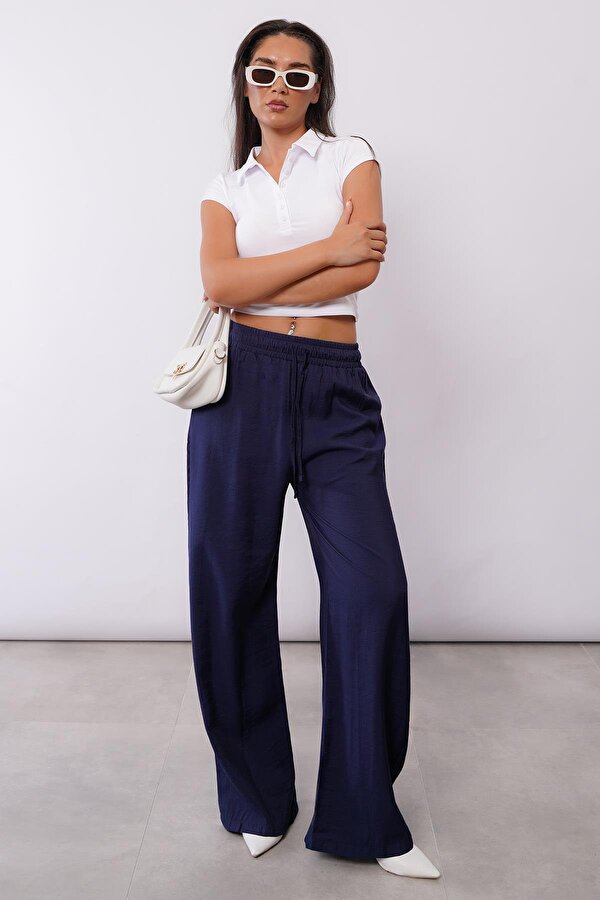 Madmext Lacivert Geniş Paça Kadın Pantolon MG1982