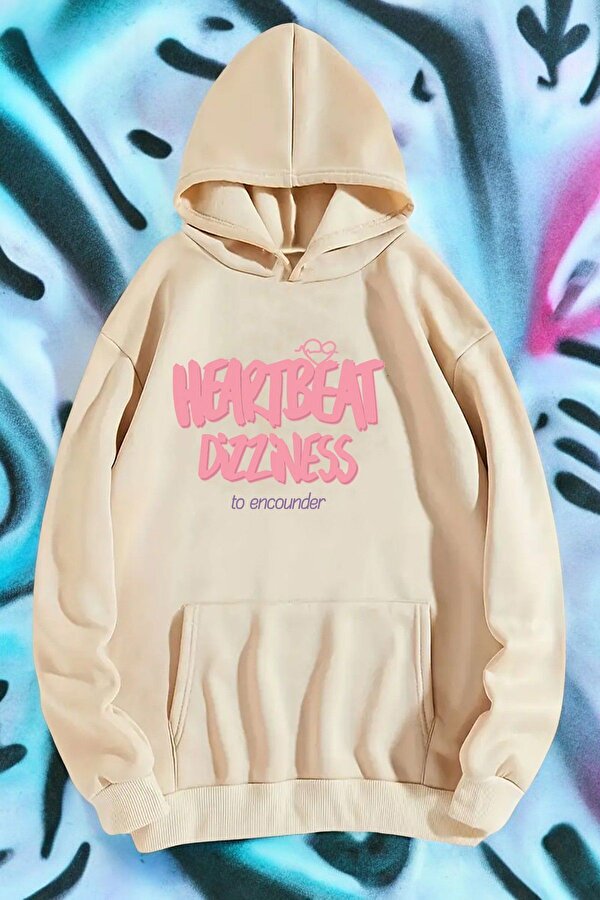 HeartBeat Baskılı Unisex Oversize Sweatshirt - 3 Al 1 Öde