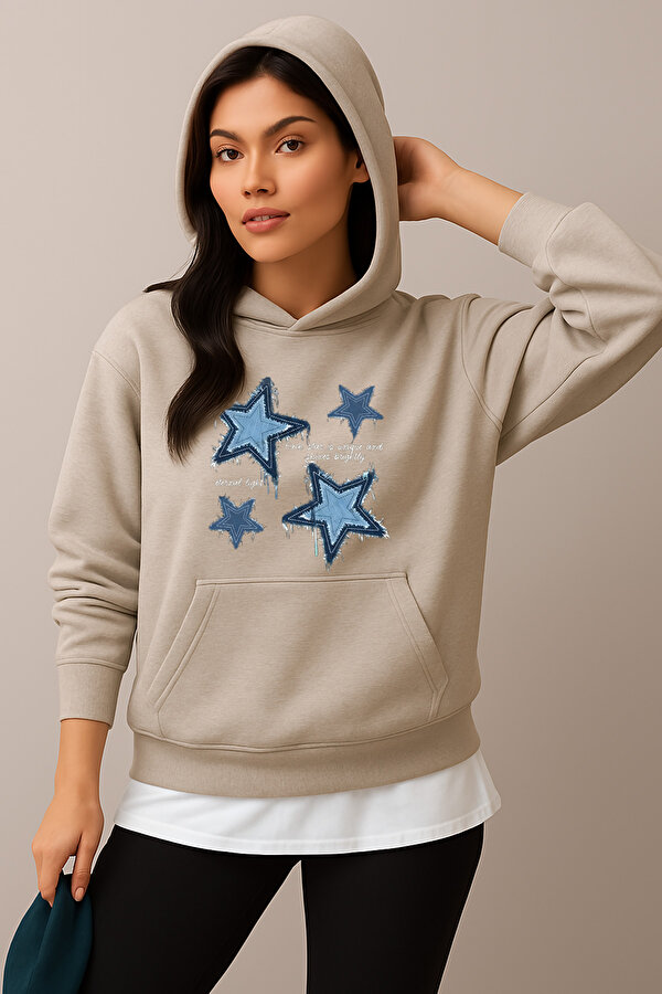 Unisex Eternal Light Baskılı Oversize Sweatshirt - 3 Al 1 Öde