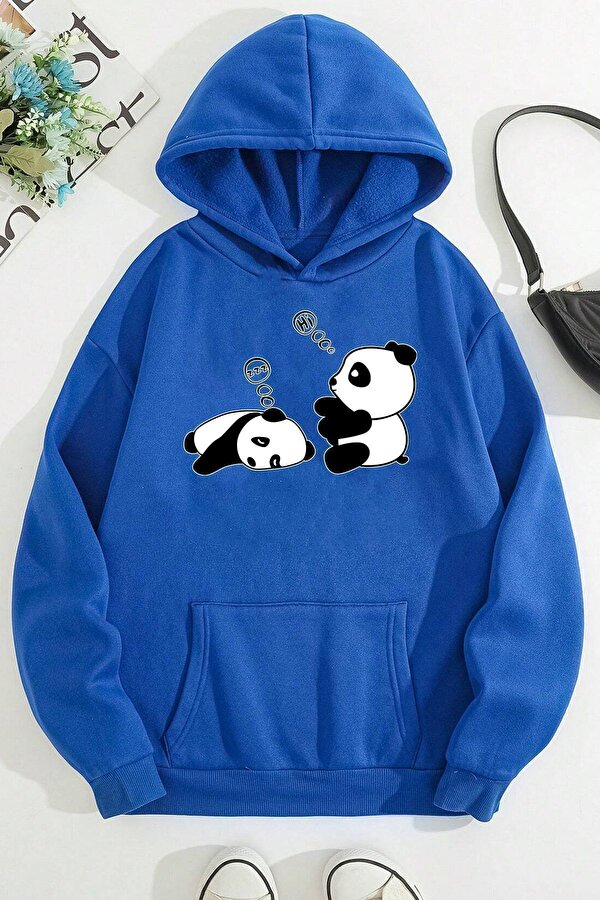 Unisex Panda Baskılı Oversize Sweatshirt - 3 Al 1 Öde