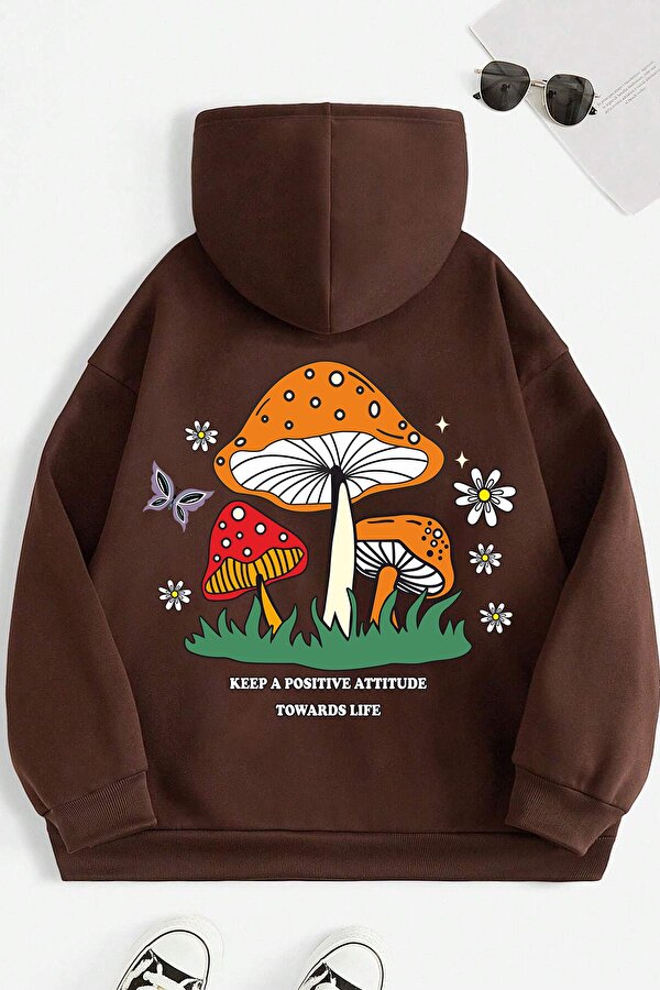 Unisex Mantar Baskılı Oversize Sweatshirt - 3 Al 1 Öde