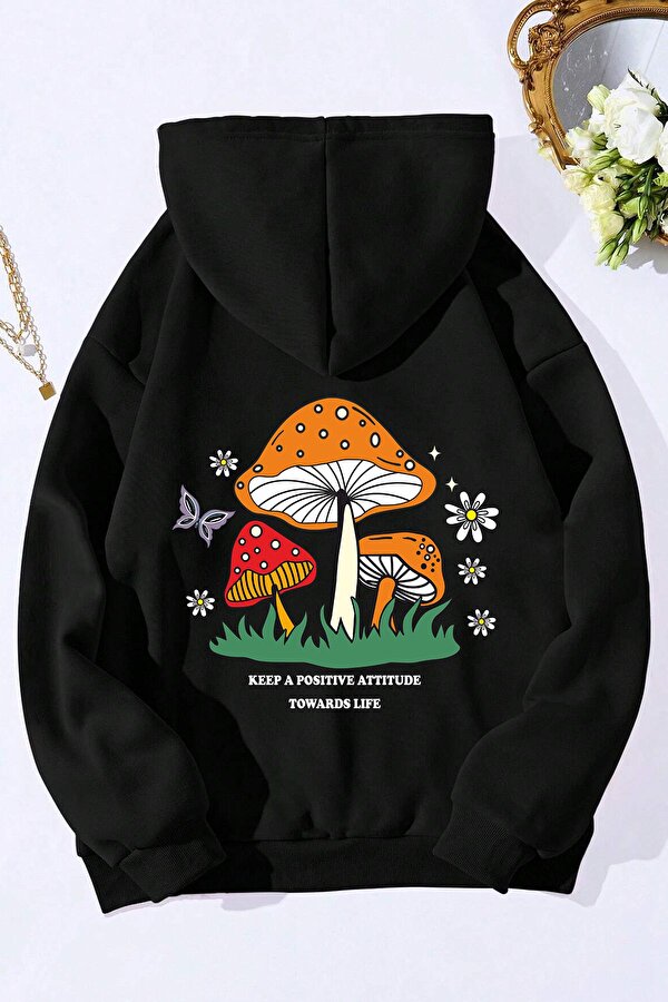 Unisex Mantar Baskılı Oversize Sweatshirt - 3 Al 1 Öde