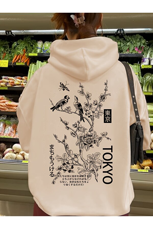 Unisex Tokyo Baskılı Oversize Sweatshirt - 3 Al 1 Öde