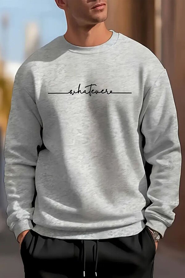 Whatever Baskılı Oversize Sweatshirt - 3 Al 1 Öde