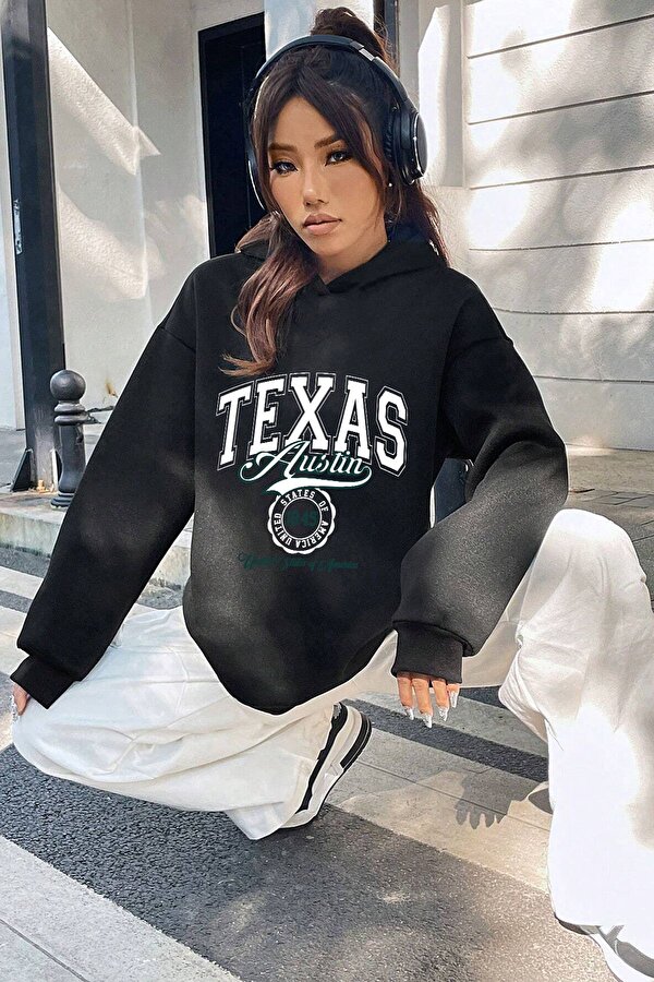 Texas Baskılı Oversize Sweatshirt - 3 Al 1 Öde