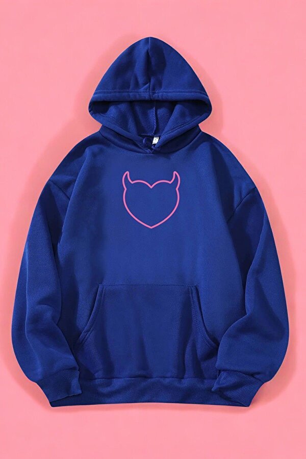 Kalp Baskılı Unisex Oversize Sweatshirt - 3 Al 1 Öde