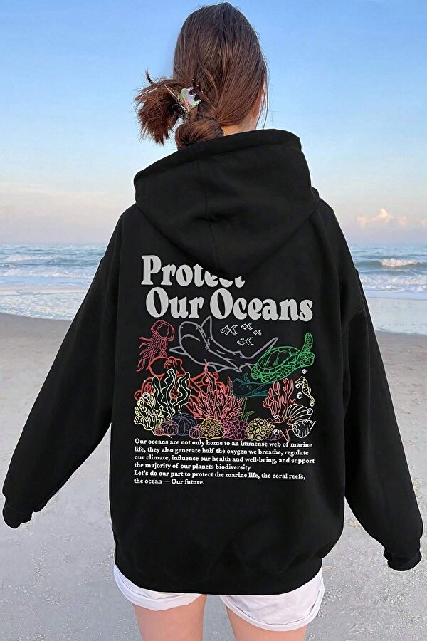 Oceans Baskılı Oversize Sweatshirt - FLO 3 Al 1 Öde