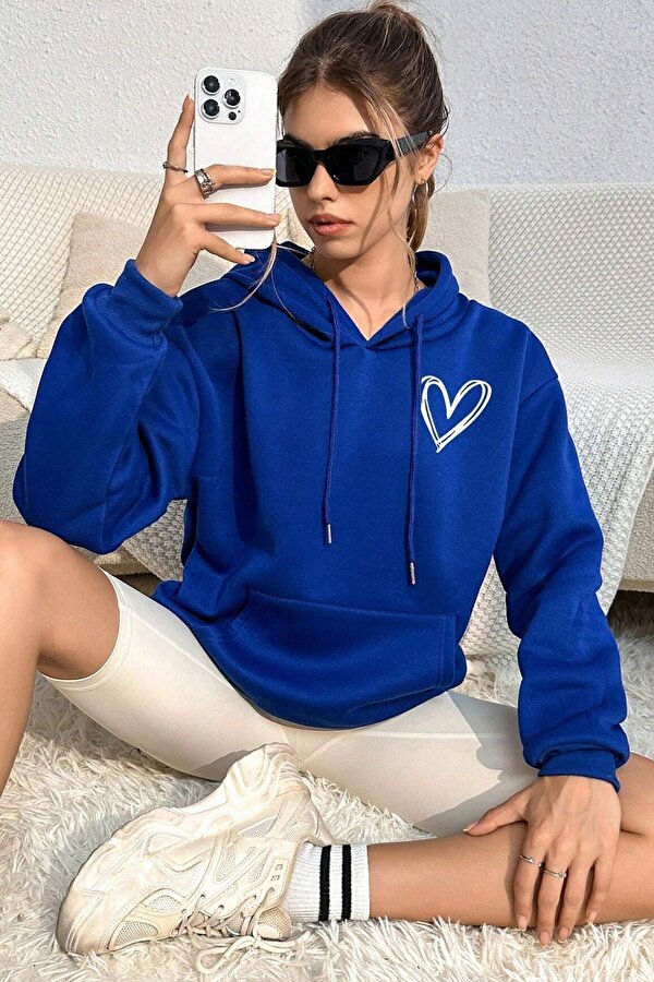 Unisex Heart Baskılı Oversize Sweatshirt - 3 Al 1 Öde
