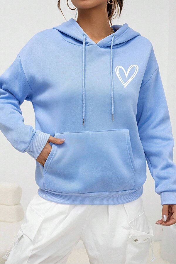 Unisex Heart Baskılı Oversize Sweatshirt - FLO 3 Al 1 Öde