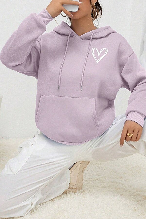Unisex Heart Baskılı Oversize Sweatshirt - 3 Al 1 Öde