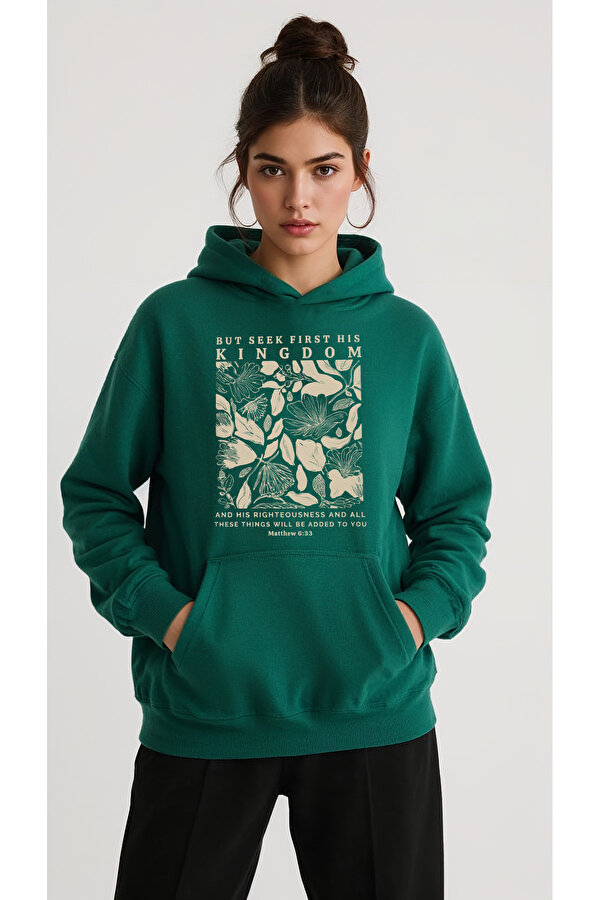 Unisex But Seek First His Kingdom Baskılı Tasarım Oversize Sweatshirt - FLO 3 Al 1 Öde