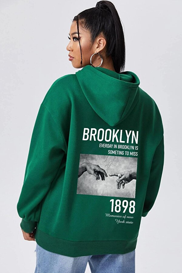 Unisex Oversize 1898 Brooklyn Baskılı Sweatshirt - FLO 3 Al 1 Öde