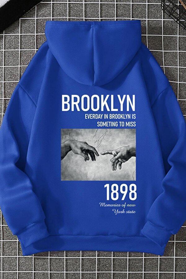 Unisex Oversize 1898 Brooklyn Baskılı Sweatshirt - 3 Al 1 Öde