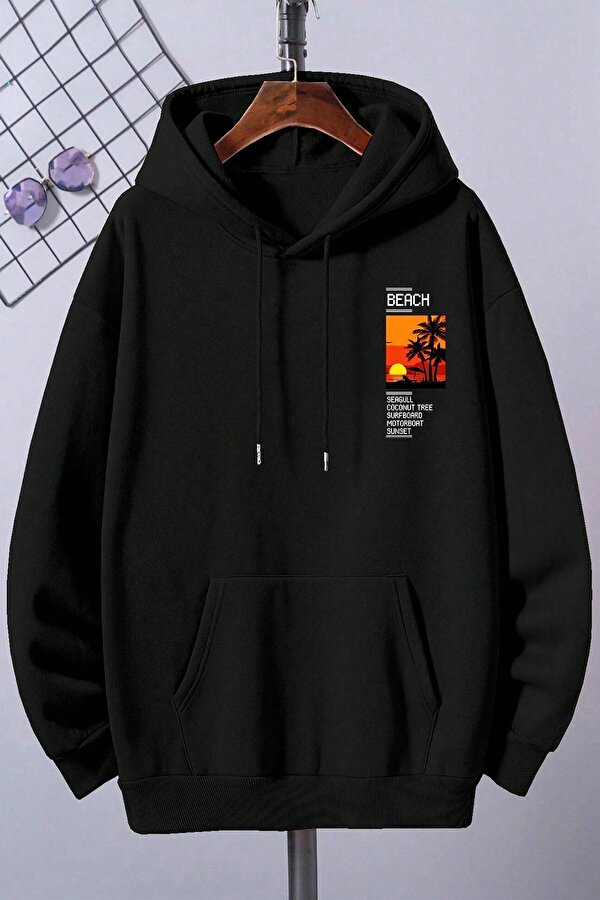 uyguntarz Beach Baskılı Oversize Sweatshirt