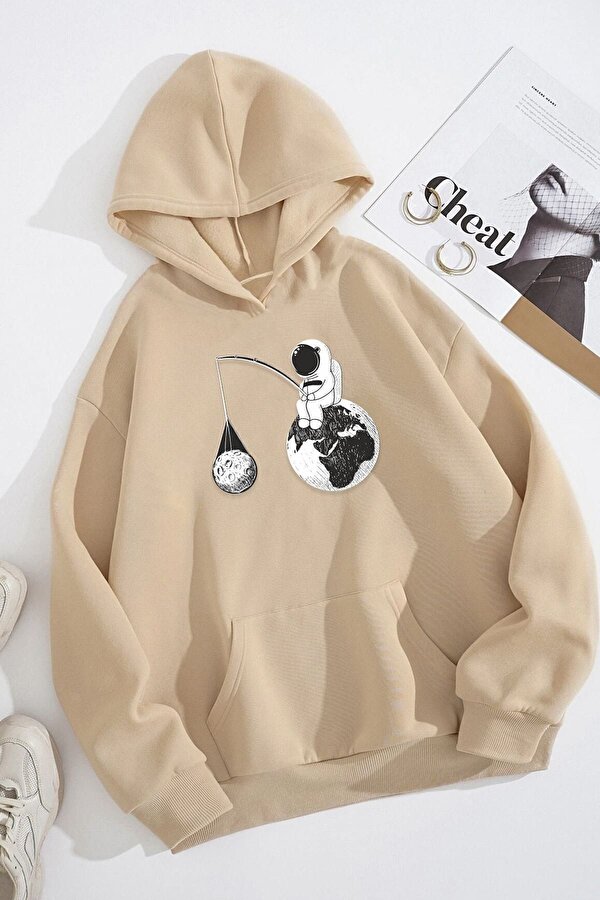 Unisex Uzay Temalı Baskılı Sweatshirt