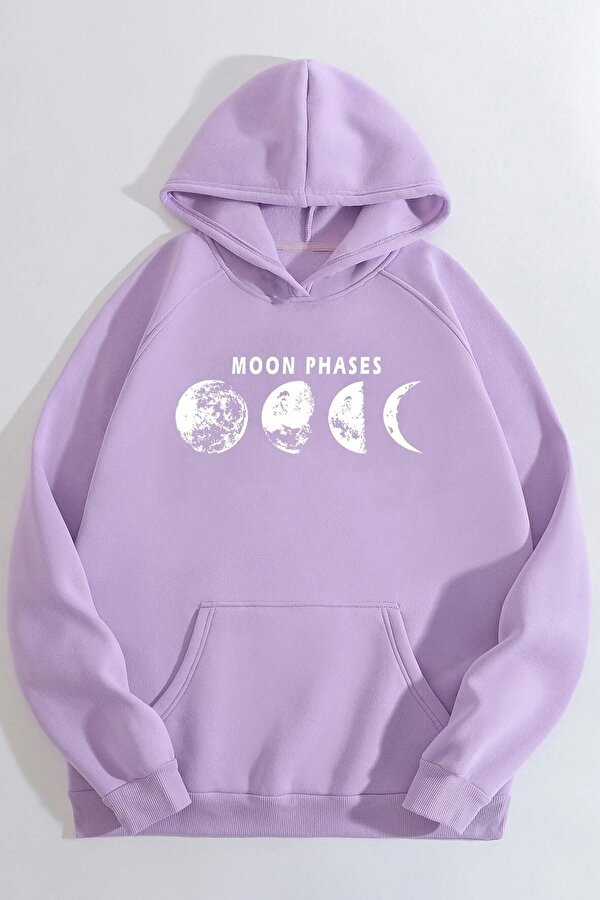 Unisex Moon Phases Baskılı Sweatshirt