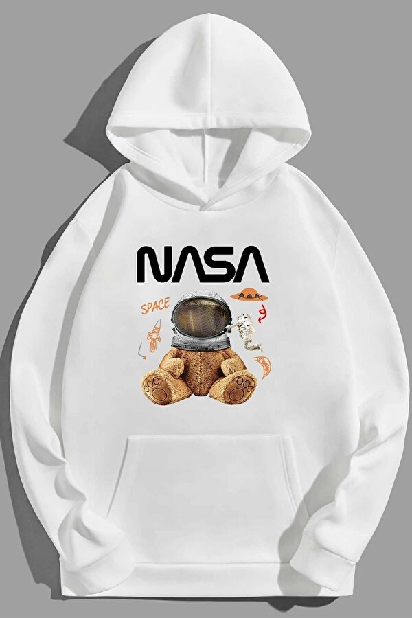 Unisex Nasa Bear Baskılı Sweatshirt