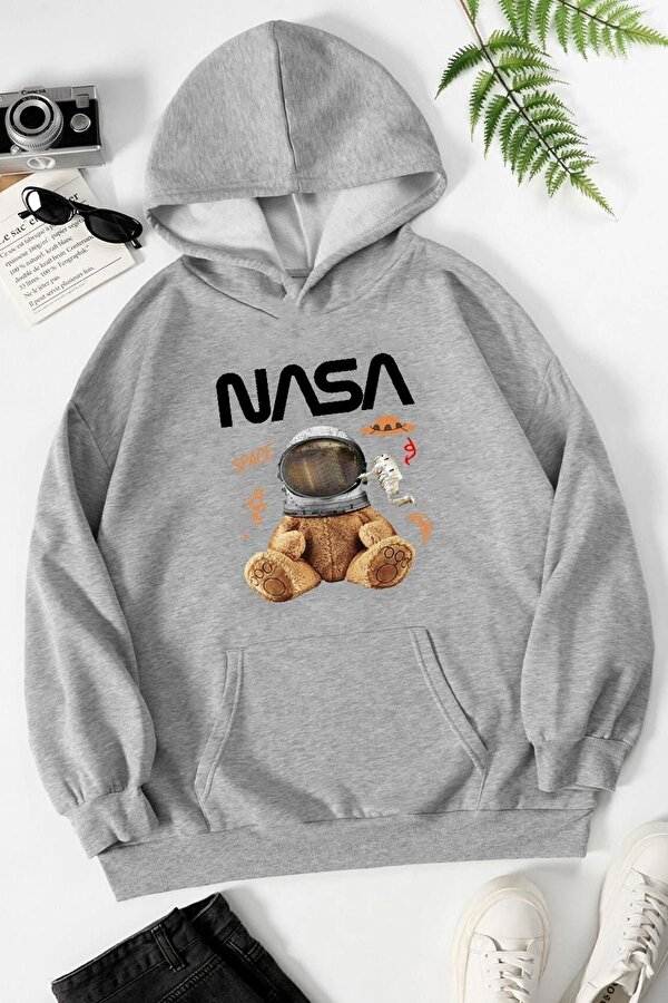 Unisex Nasa Bear Baskılı Sweatshirt