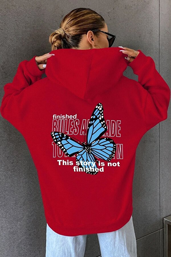 Unisex Kelebek Sırt Baskılı Sweatshirt