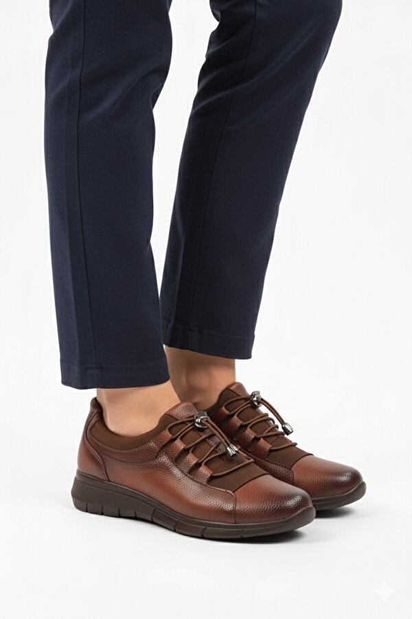 A Spor Aspor Taba Lastik Bağcıklı Kadın Casual Ayakkabı