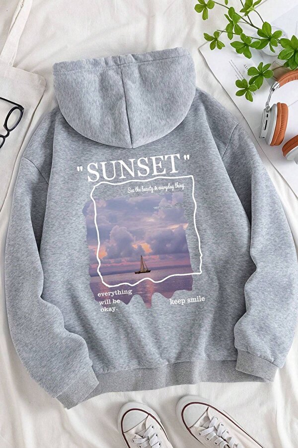 Unisex Sunset Baskılı Sweatshirt