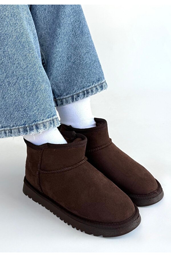 Pabucmarketi Kahverengi Süet Kadın Düz Bot