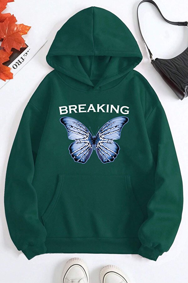 Breaking Baskılı Oversize Sweatshirt