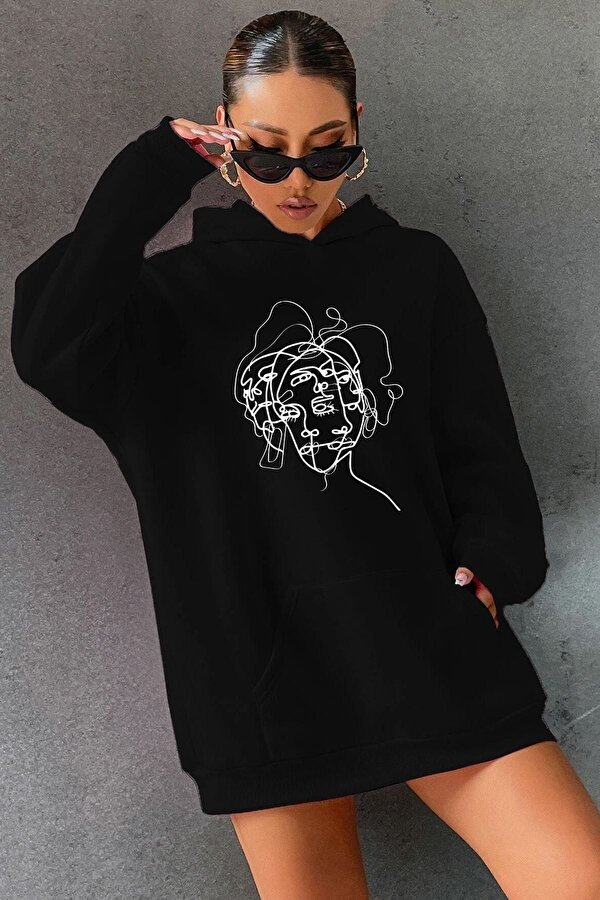 Unisex Woman One Line Baskılı Sweatshirt - 3 Al 1 Öde