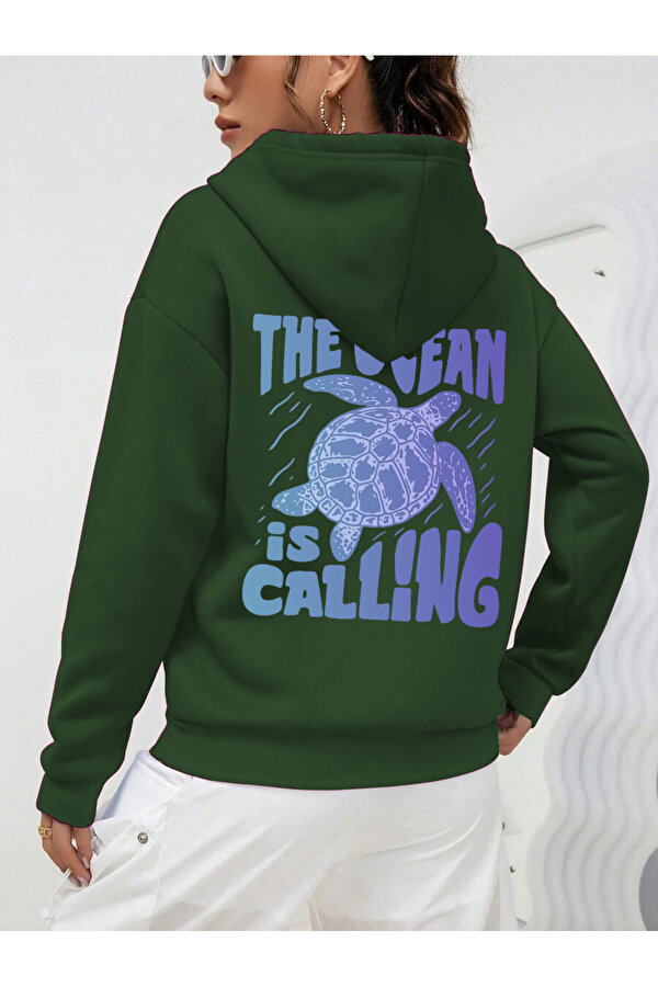 Unisex The Ocean is Calling Baskılı Tasarım Oversize Sweatshirt - 3 Al 1 Öde