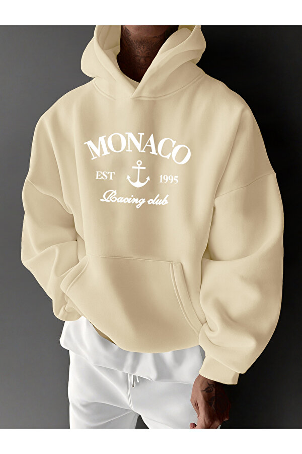 Unisex Monaco Racing Club Baskılı Tasarım Oversize Sweatshirt