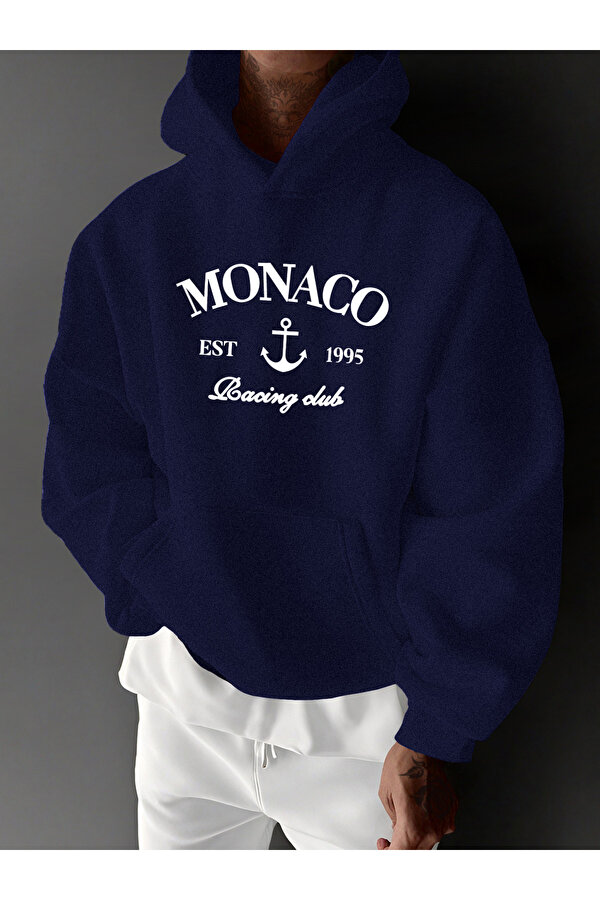 Unisex Monaco Racing Club Baskılı Tasarım Oversize Sweatshirt