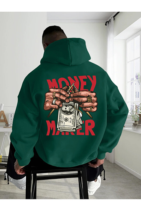 Unisex Money Maker Baskılı Tasarım Oversize Sweatshirt