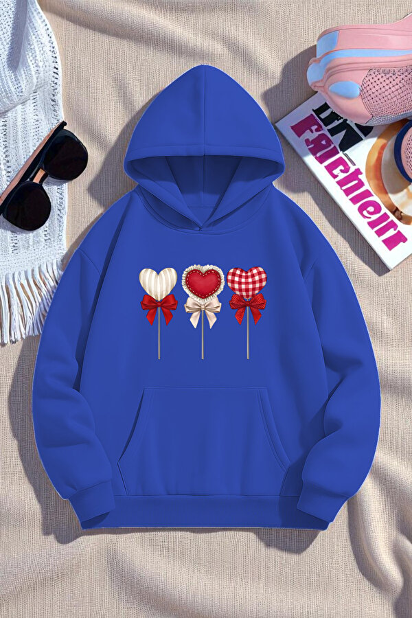Unisex Kalp Lolipop Detayli Baskılı Oversize Sweatshirt