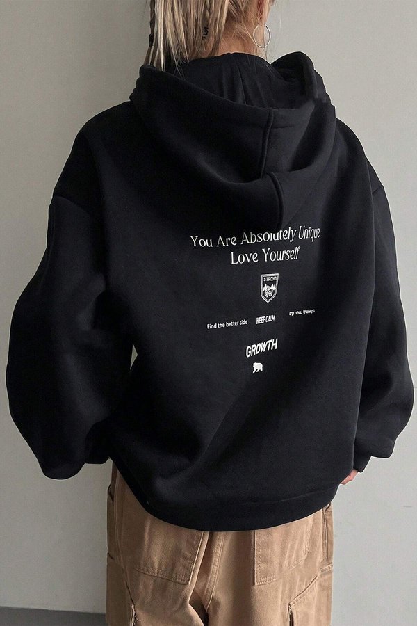 Kadın Siyah Calm Yazılı Oversize Sweatshirt - FLO 3 Al 1 Öde