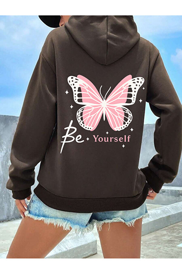 Unisex Be Your Self Baskılı Tasarım Oversize Sweatshirt - 3 Al 1 Öde