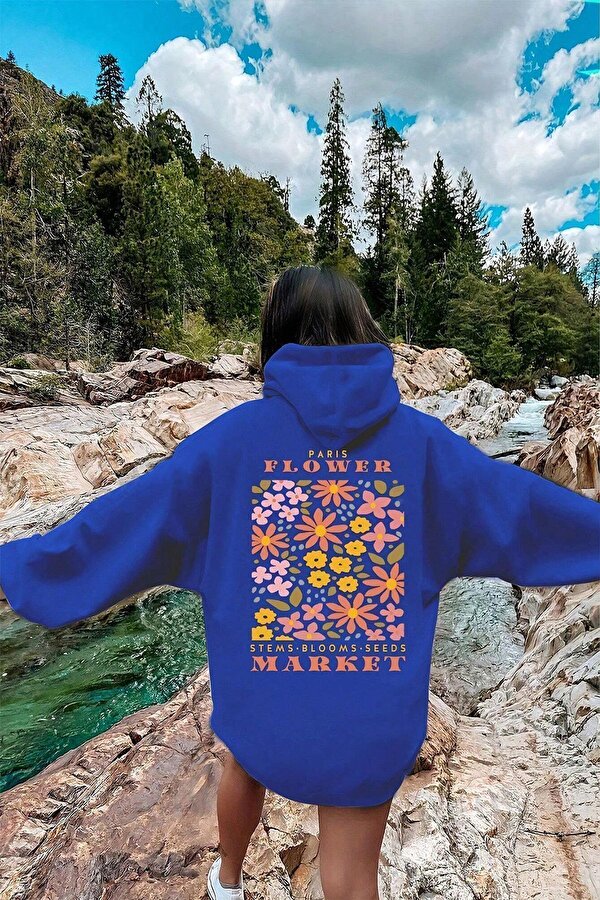 Flower Baskılı Oversize Sweatshirt - 3 Al 1 Öde