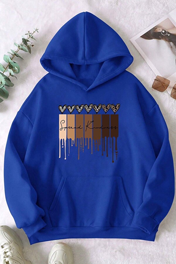 Leopar Kalp Baskılı Oversize Sweatshirt - 3 Al 1 Öde