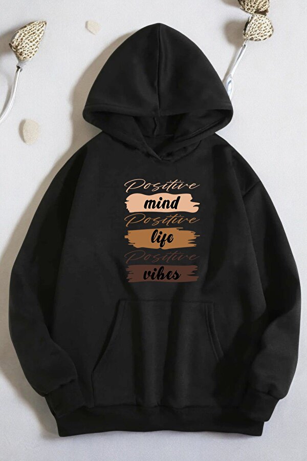 Mind Life Vibes Baskılı Oversize Sweatshirt