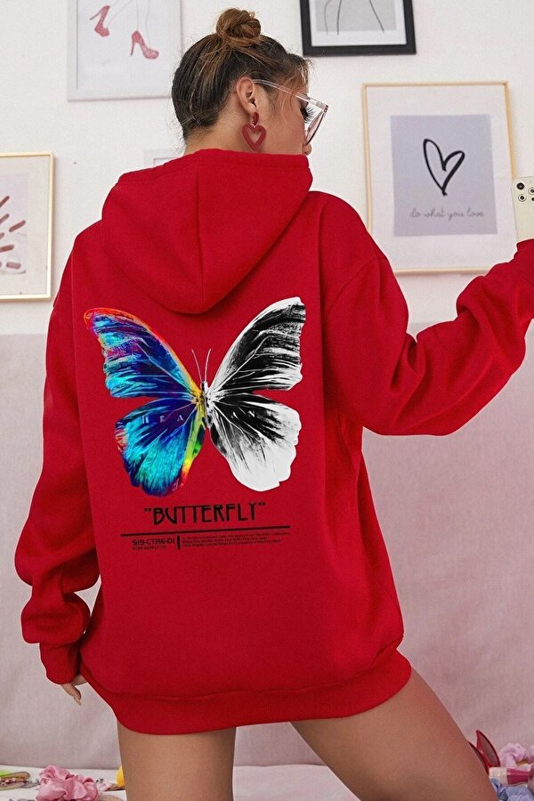 Unisex Butterfly Sırt Baskılı Sweatshirt - 3 Al 1 Öde