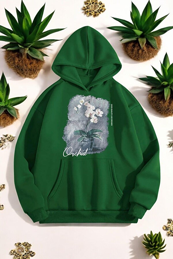 Orkide Tuval Baskılı Unisex Oversize Sweatshirt - 3 Al 1 Öde