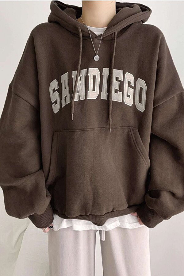Unisex Sandiego Baskılı Oversize Sweatshirt - 3 Al 1 Öde